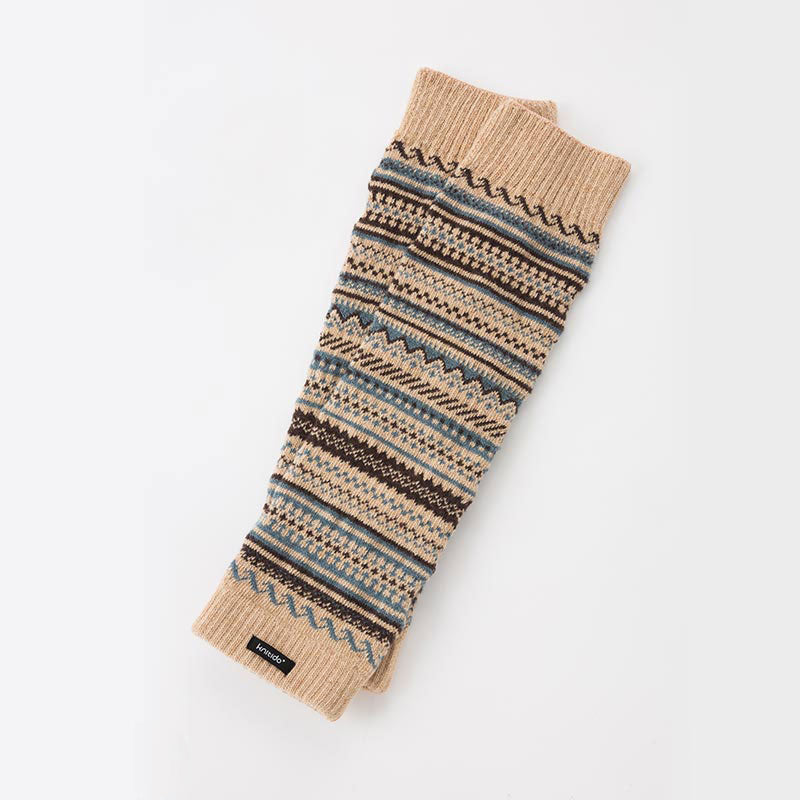 Knitido plus brand Wool Blend Fair Isle Leg Warmer in TAN
