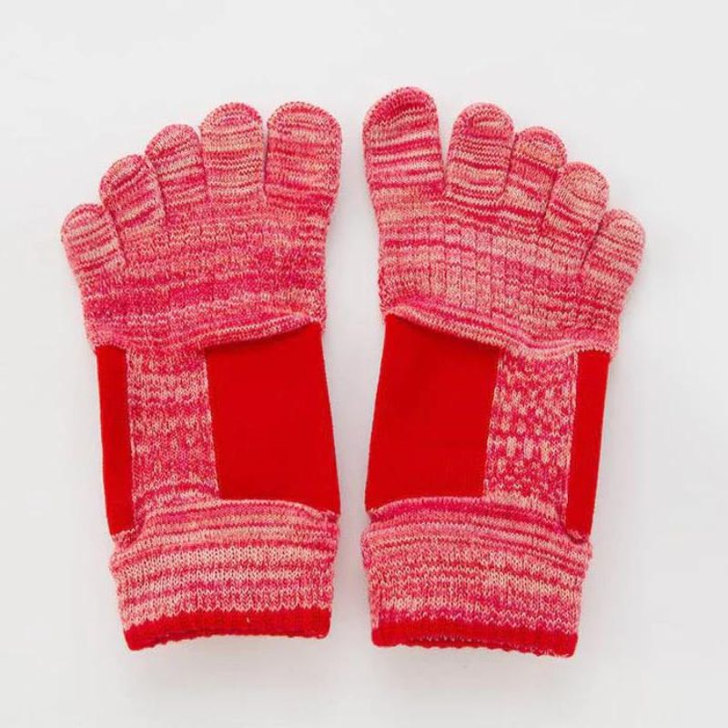 Knitido plus Brand Arch Support Heather Footie Grip Toe Socks With Power Pads Product Red