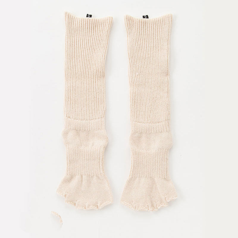 Knitido plus brand Botanical Dyed Organic Cotton Open Toe/Heel Yoga Socks in Ivory
