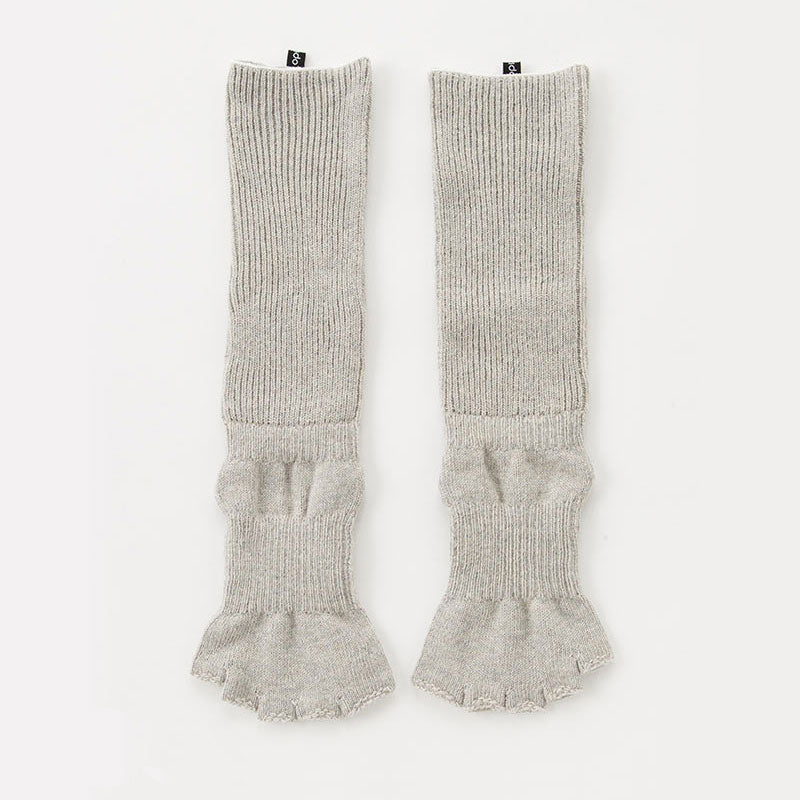 Knitido plus brand Botanical Dyed Organic Cotton Open Toe/Heel Yoga Socks in Light Grey