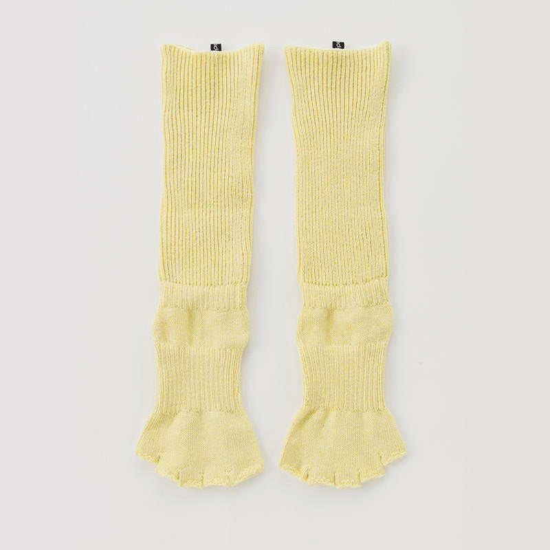 Knitido plus brand Botanical Dyed Organic Cotton Open Toe/Heel Yoga Socks in Yellow