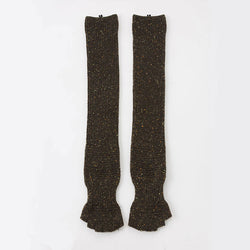 Knitido plus brand Wool Blend Confetti Ribbed Open Toe/Heel Yoga Leg Warmers Socks in  Olive