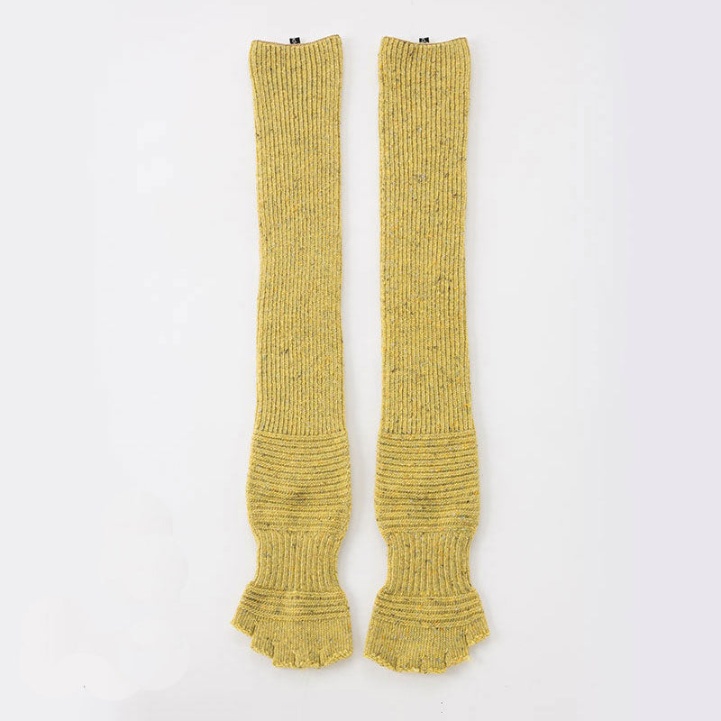Knitido plus brand Wool Blend Confetti Ribbed Open Toe/Heel Yoga Leg Warmers Socks in YELLOW