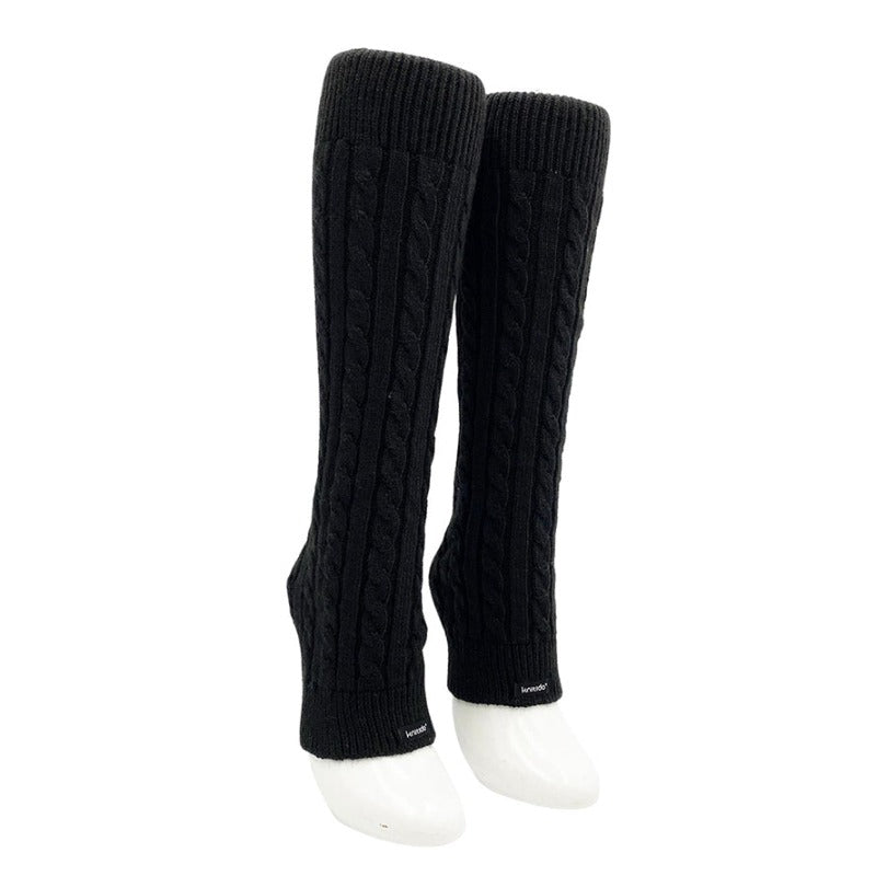Knitido plus brand Wool Cable Leg Warmer in black