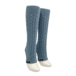 Knitido plus brand Wool Cable Leg Warmer in blue