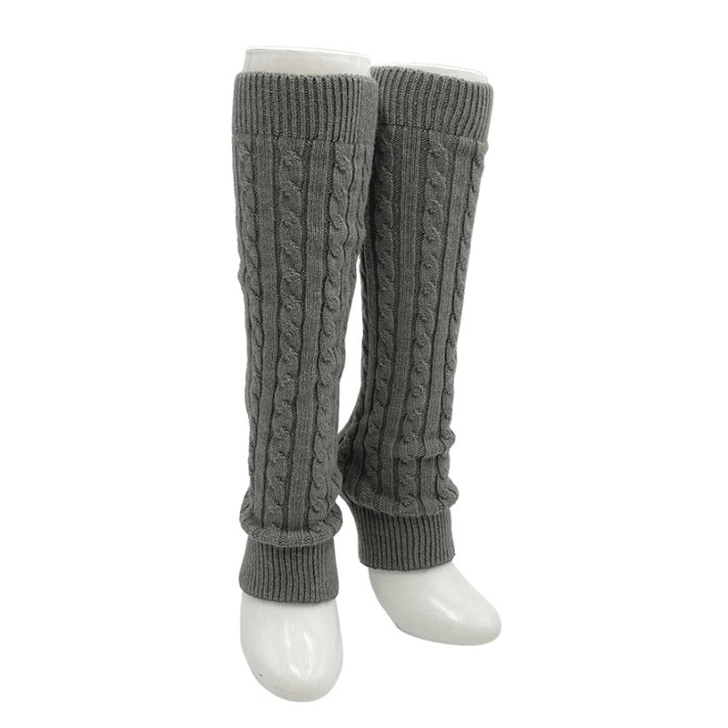 Knitido plus brand Wool Cable Leg Warmer in grey