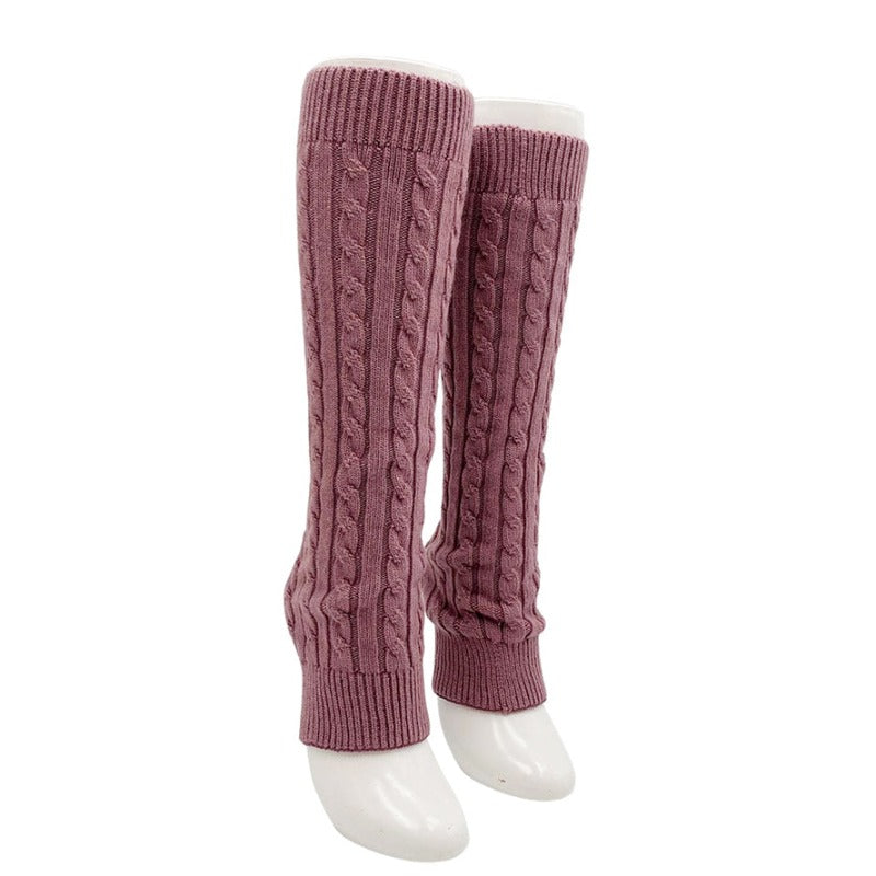 Knitido plus brand Wool Cable Leg Warmer in pink