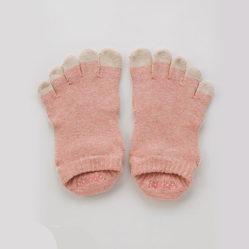 Knitido plus brand Botanical Dyed Footie Grip Toe Socks With Power Pads in PINK color front flat
