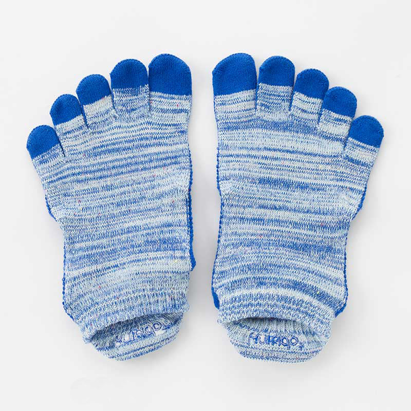 Knitido plus brand Heather Footie Grip Toe Socks With *Power Pads* in Blue color