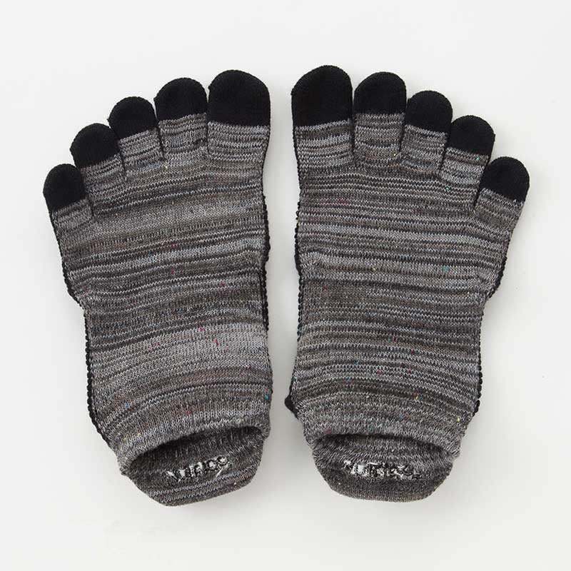Knitido plus brand Heather Footie Grip Toe Socks With *Power Pads* in Dark Grey