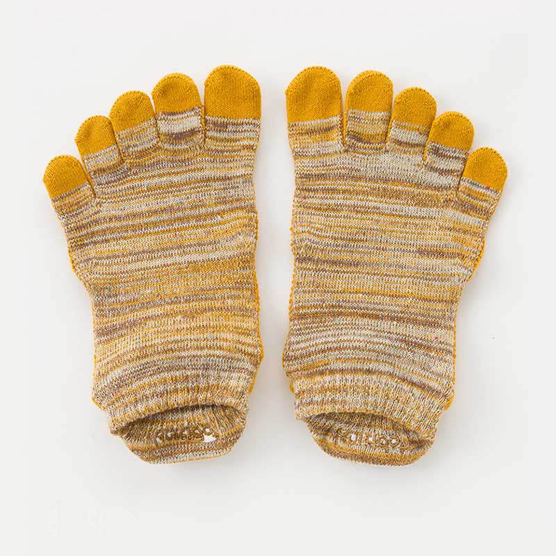 Knitido plus brand Heather Footie Grip Toe Socks With *Power Pads* in Mustard