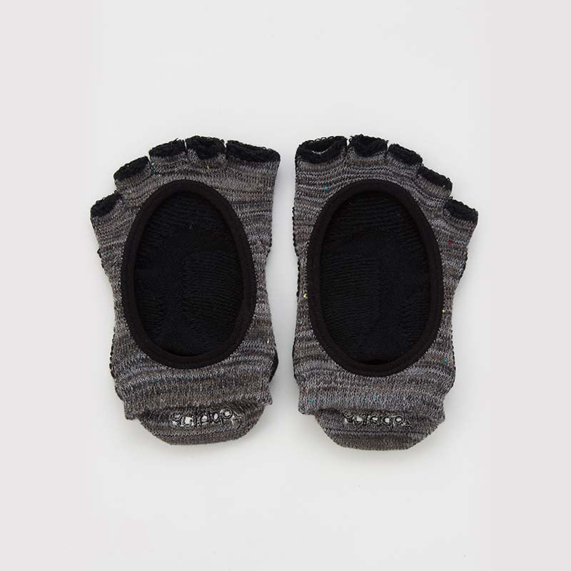 Knitido plus brand Heather Open Toe Grip Footie Socks With Power Pads in dark grey