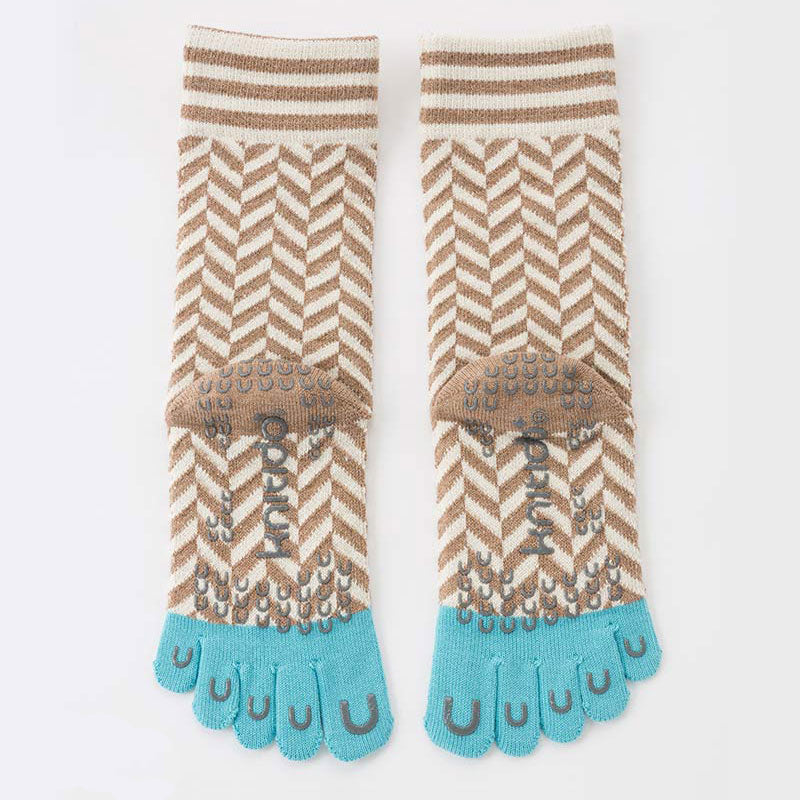 Knitido plus brand Organic Cotton Herringbone Midcalf Toe Socks in TURQUOISE color with light blue toes seen from the back