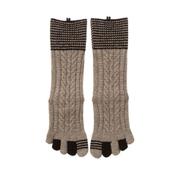 Knitido plus brand Wool Blend Cable Confetti Midcalf Toe Socks, BEIGE color with black point color