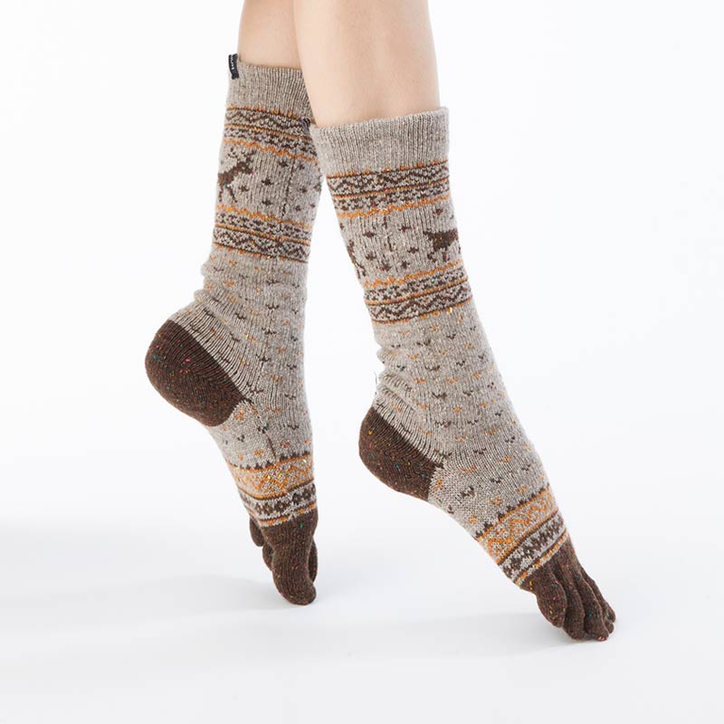 Knee-high Socks Hand-knitted Fox Paws Wool 